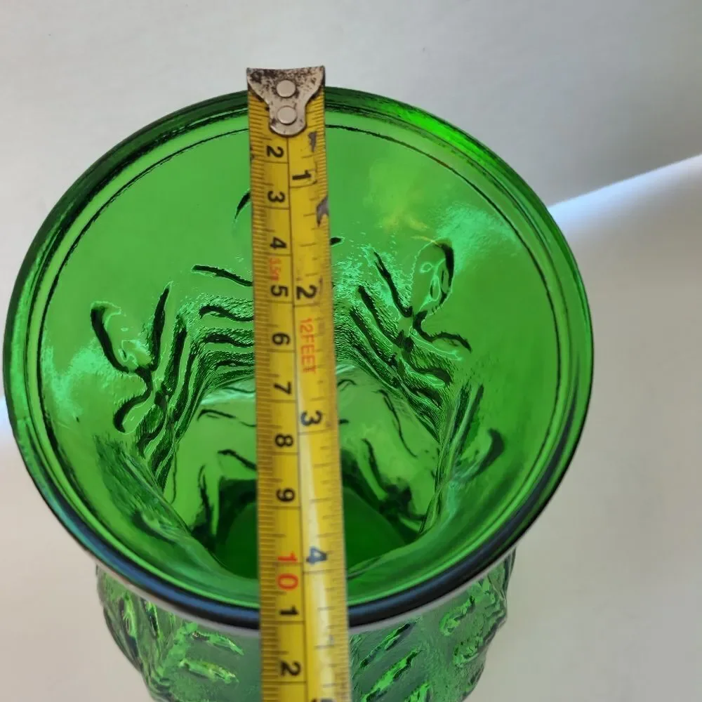 Vintage FTD Green Depression Glass Vase